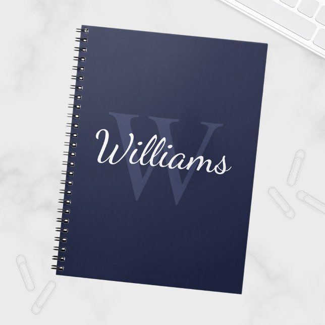 Personalized Monogram and Name Navy Blue Notebook (Creator Uploaded)
