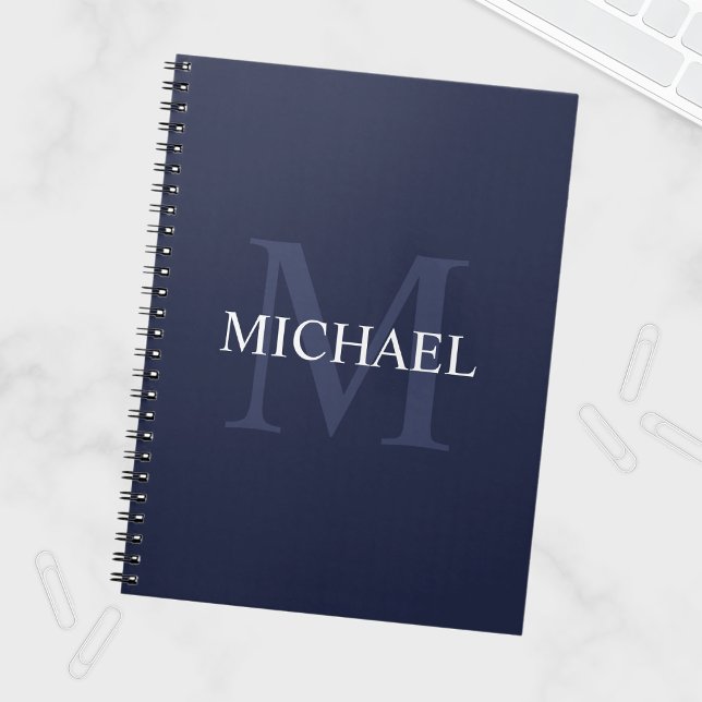 Personalized Monogram and Name Navy Blue Notebook (Creator Uploaded)