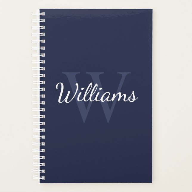 Personalized Monogram and Name Navy Blue Planner (Front)
