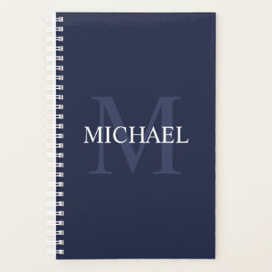 Personalized Monogram and Name Navy Blue Planner