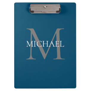 Personalized Monogram and Name Ocean Blue Clipboard
