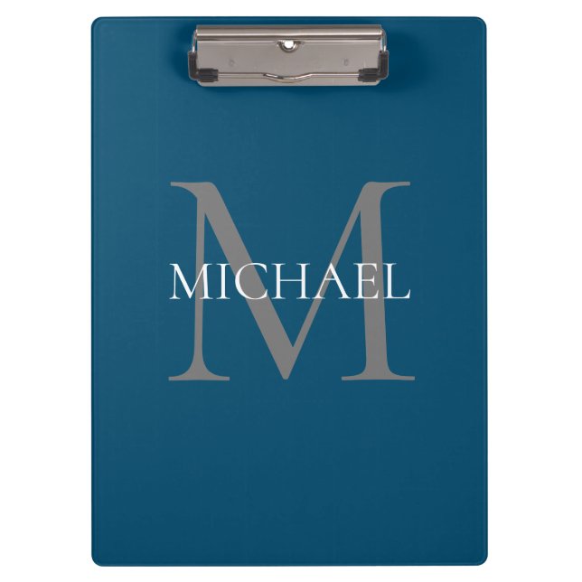 Personalized Monogram and Name Ocean Blue Clipboard (Front)