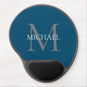 Personalized Monogram and Name Ocean Blue Gel Mouse Pad