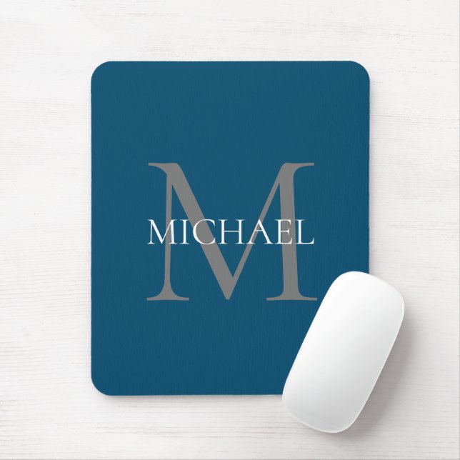 Personalized Monogram and Name Ocean Blue Mouse Pad (With Mouse)