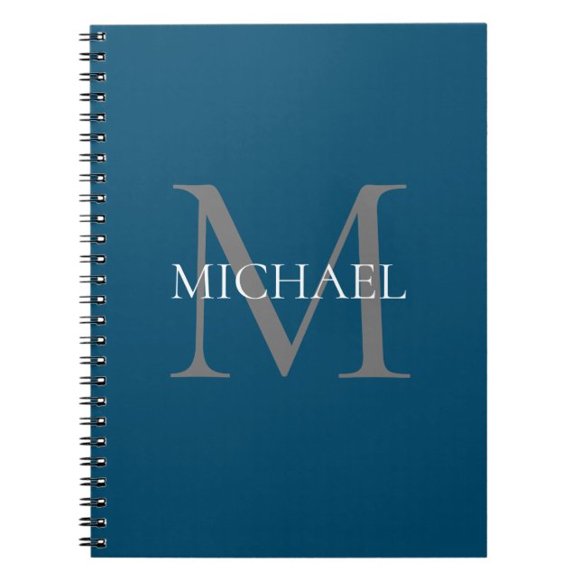 Personalized Monogram and Name Ocean Blue Notebook (Front)