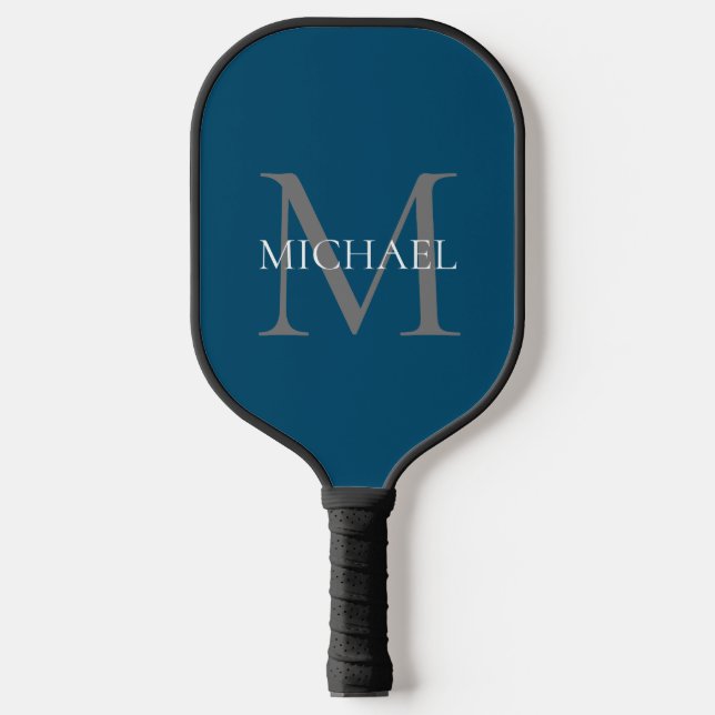 Personalized Monogram and Name Ocean Blue Pickleball Paddle (Front)