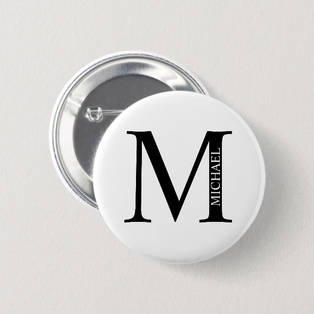 Personalized Monogram and Name Pinback Button (Front & Back)