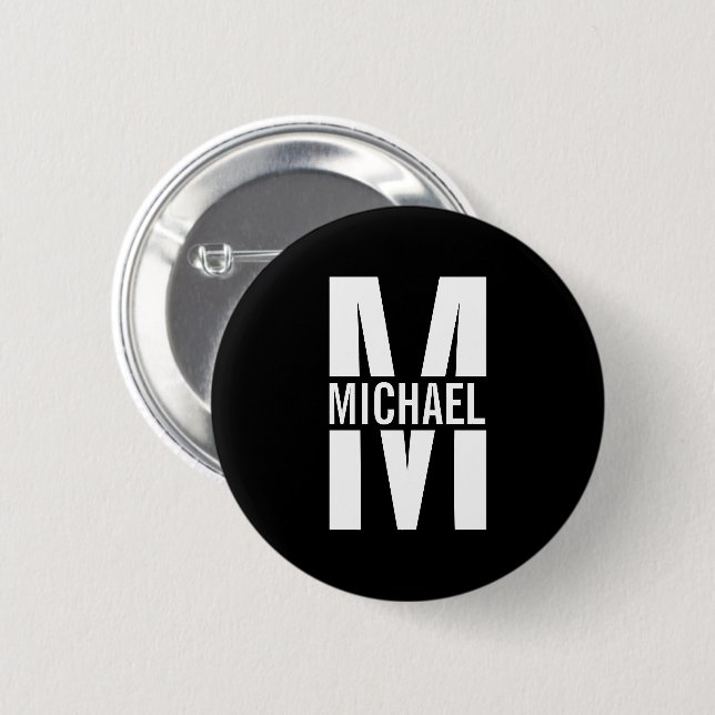 Personalized Monogram and Name Pinback Button (Front & Back)