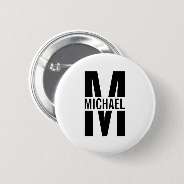 Personalized Monogram and Name Pinback Button (Front & Back)