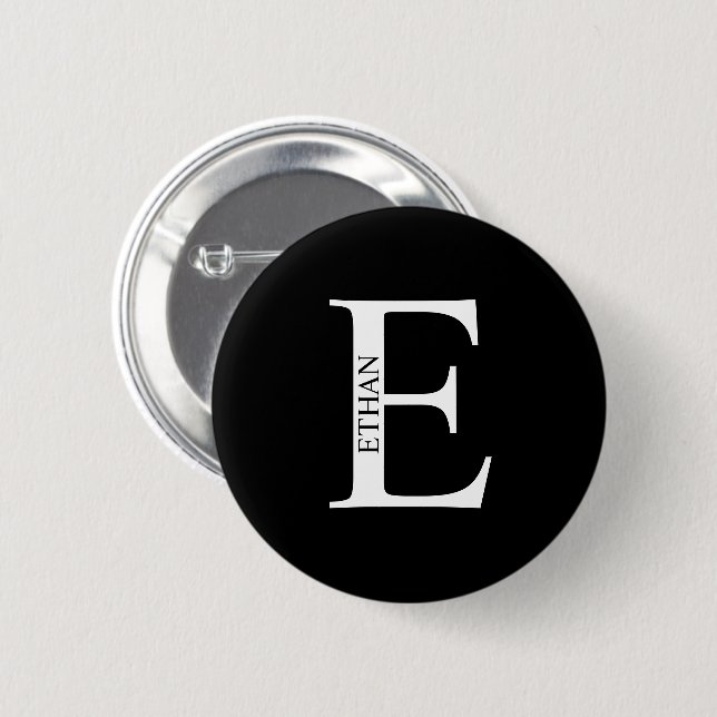 Personalized Monogram and Name Pinback Button (Front & Back)