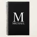 Personalized Monogram and Name Planner<br><div class="desc">Personalized Monogram and Name Gift
features personalized monogram and name in white classic serif font style on black background.

Perfect as holiday gift,  father's day gift for dad and gift for any special occasions.</div>
