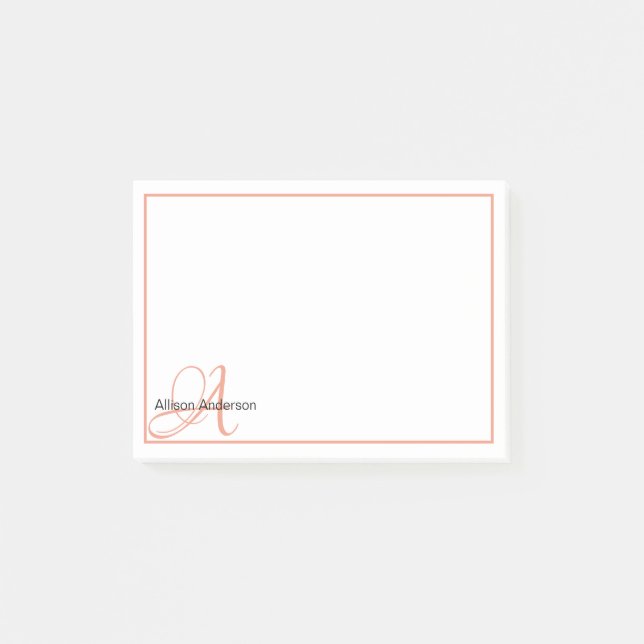 Personalized Monogram and name  Post-it Notes (Front)