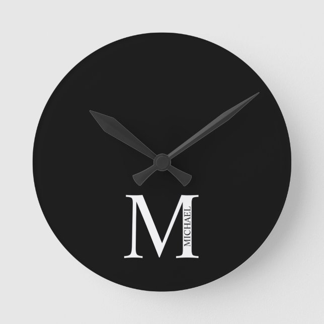 Personalized Monogram and Name Round Clock (Front)