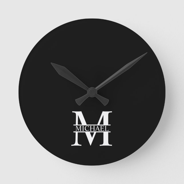 Personalized Monogram and Name Round Clock (Front)
