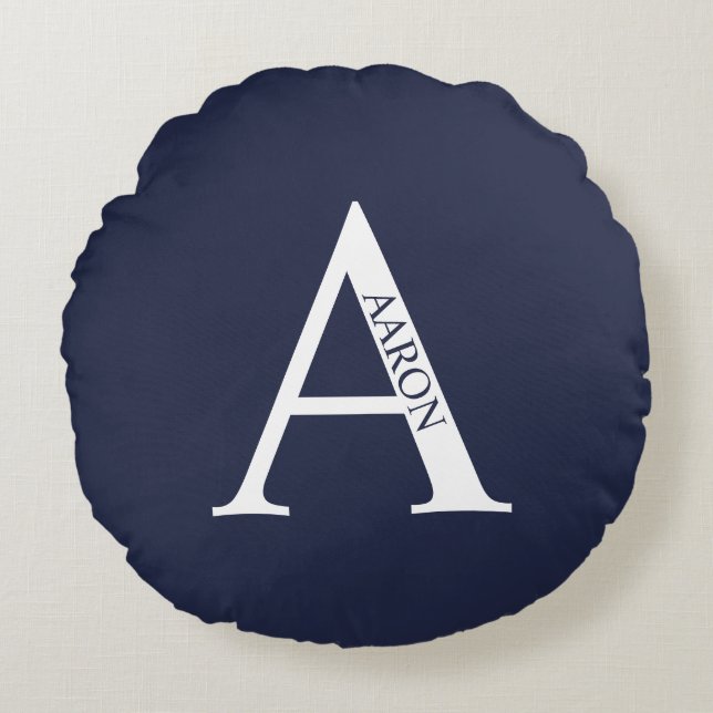 Personalized Monogram and Name Round Pillow (Front)
