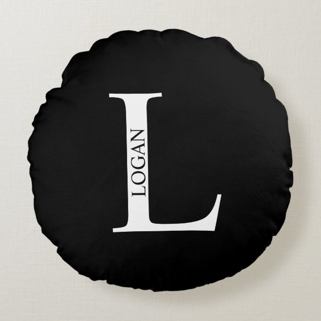 Personalized Monogram and Name Round Pillow (Front)