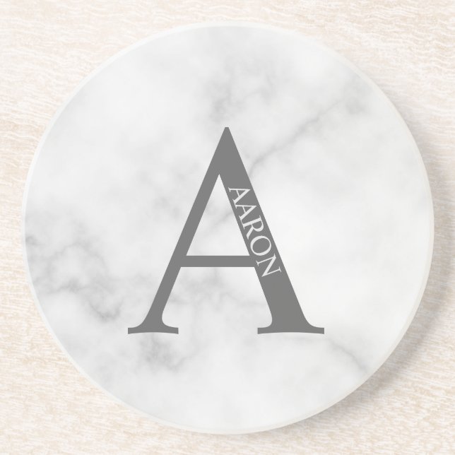 Personalized Monogram and Name Sandstone Coaster (Front)