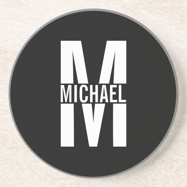 Personalized Monogram and Name Sandstone Coaster (Front)
