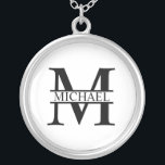 Personalized Monogram and Name Silver Plated Necklace<br><div class="desc">Personalized Monogram and Name Gifts
featuring personalized monogram and name in classic serif font style.

Perfect as father's day gifts for dad,  gifts for grandfather,  husband,  groom,  best man,  groomsmen and more.</div>