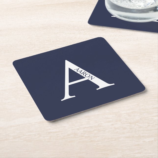 Personalized Monogram and Name Square Paper Coaster (Angled)