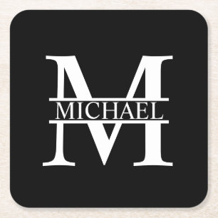 Personalized Monogram and Name Square Paper Coaster