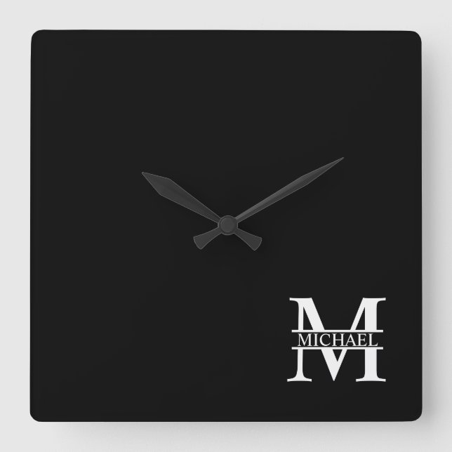 Personalized Monogram and Name Square Wall Clock (Front)