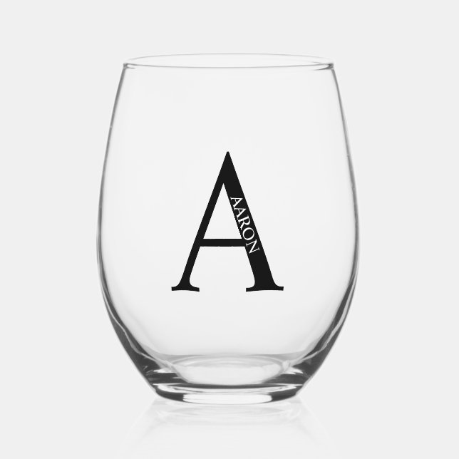 Personalized Monogram and Name Stemless Wine Glass (Front)
