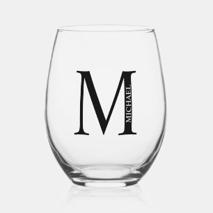 Personalized Monogram and Name Stemless Wine Glass