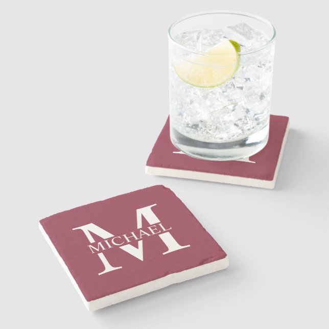 Personalized Monogram and Name Stone Coaster (Side)