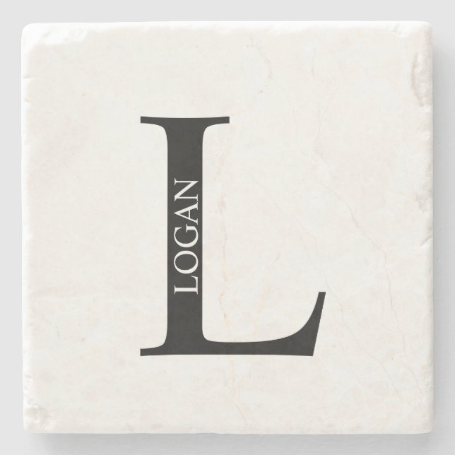 Personalized Monogram and Name Stone Coaster (Front)