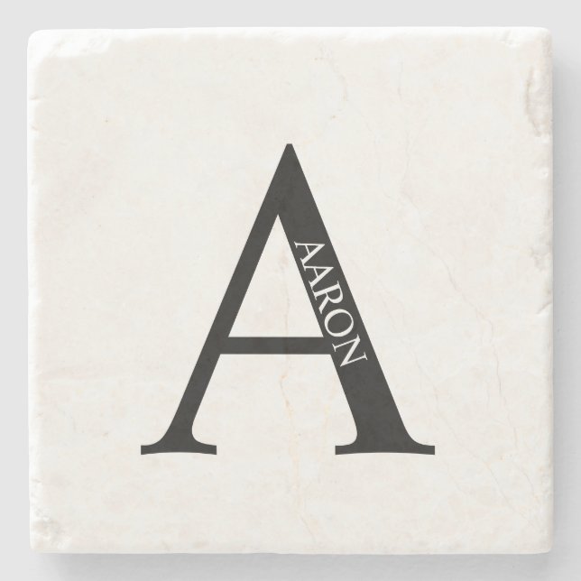 Personalized Monogram and Name Stone Coaster (Front)
