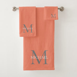 Personalized Monogram and Name Terracotta Bath Towel Set