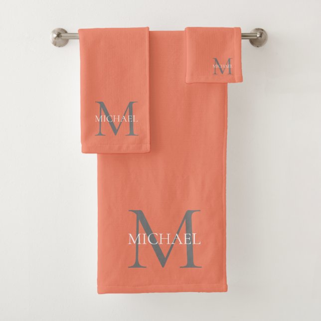 Personalized Monogram and Name Terracotta Bath Towel Set (Insitu)