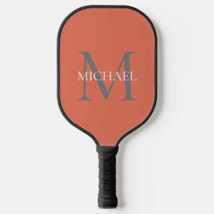 Personalized Monogram and Name Terracotta Pickleball Paddle
