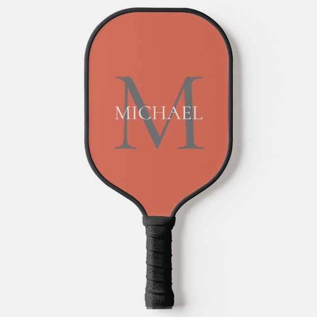 Personalized Monogram and Name Terracotta Pickleball Paddle (Front)