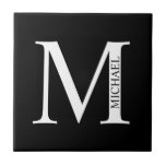 Personalized Monogram and Name Tile<br><div class="desc">Personalized Monogram and Name Design
features personalized monogram and name in classic serif font style.</div>