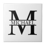 Personalized Monogram and Name Tile<br><div class="desc">Personalized Monogram and Name Gifts
featuring personalized monogram in classic serif font style with box of name in the middle of monogram.

Perfect as home decors,  housewarming gifts,  holiday gifts for family,  newlyweds and more.</div>