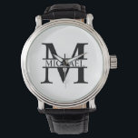 Personalized Monogram and Name Watch<br><div class="desc">Personalized Monogram and Name Gifts
featuring personalized monogram and name in classic serif font style.
Perfect as father's day gifts for dad, gifts for grandfather, husband, groom, best man, groomsmen and more.</div>