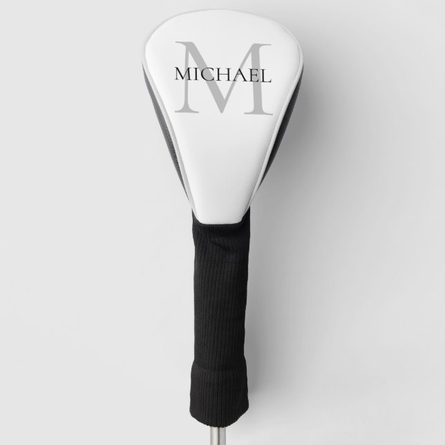 Personalized Monogram and Name White Golf Head Cover (Front)