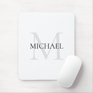 Personalized Monogram and Name White Mouse Pad