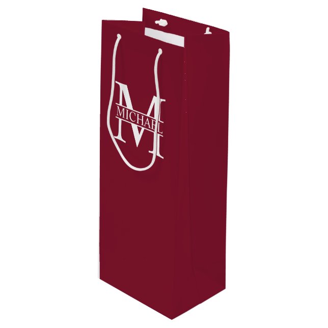 Personalized Monogram and Name Wine Gift Bag (Front Angled)