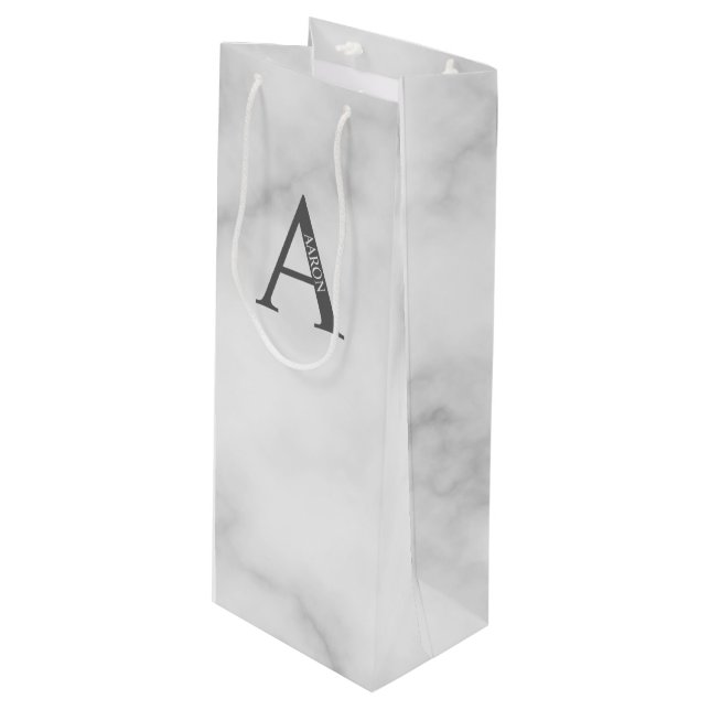 Personalized Monogram and Name Wine Gift Bag (Front Angled)
