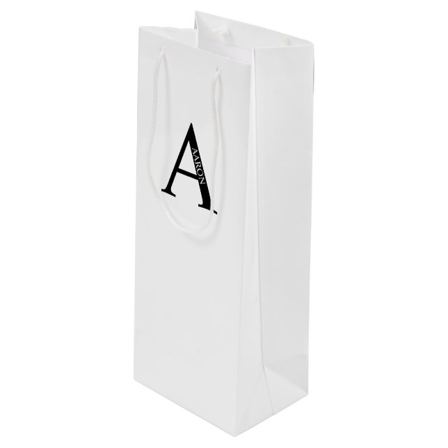 Personalized Monogram and Name Wine Gift Bag (Front Angled)