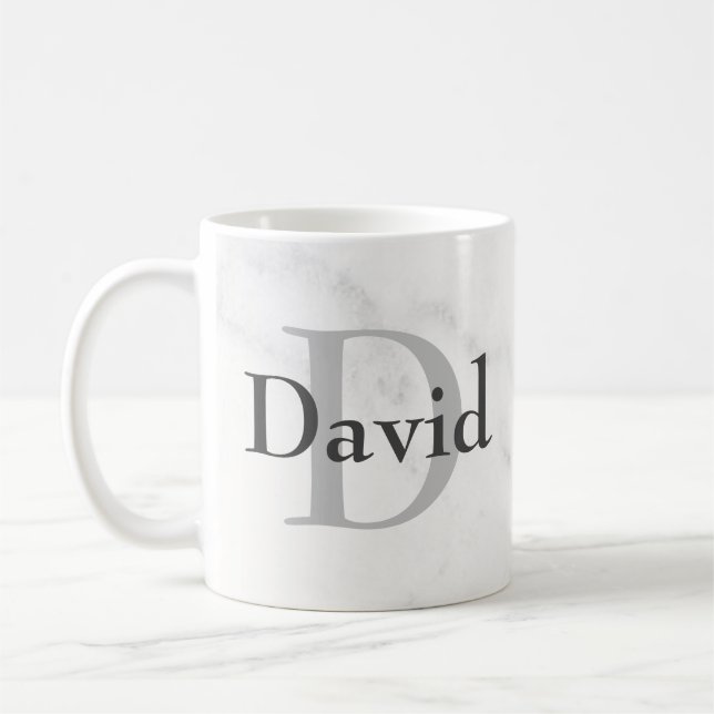 Personalized Monogram and Name With Marble Style Coffee Mug (Left)