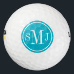 Personalized Monogram and Scuba Blue Frame Golf Balls<br><div class="desc">Preppy monogram. Circle Frame. Elegant Scuba Blue. Design by José Ricardo</div>