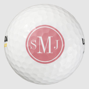 Personalized Monogram and Strawberry Ice Frame Golf Balls