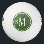 Personalized Monogram and Treetop Frame Golf Balls<br><div class="desc">Preppy monogram. Circle Frame. Elegant Green. Design by José Ricardo</div>