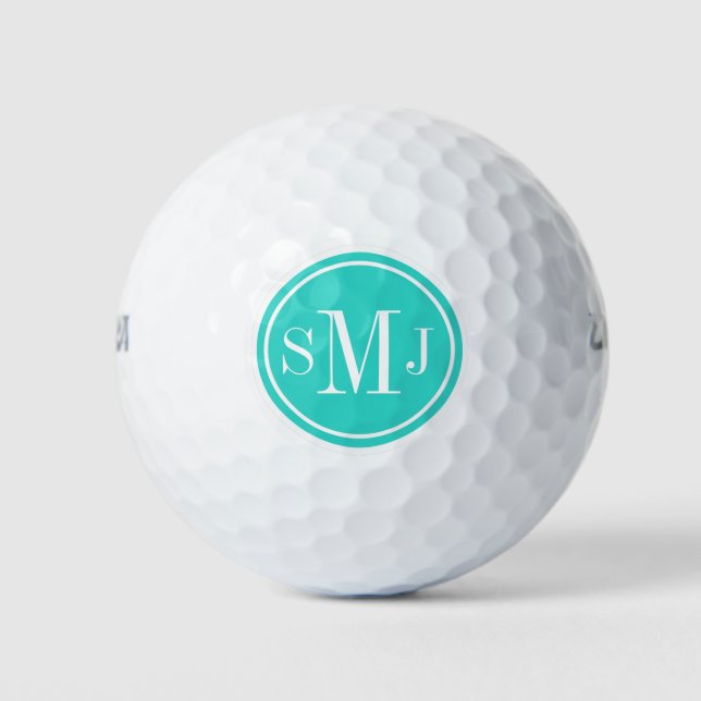 Personalized Monogram and Turquoise Frame Golf Balls (Front)