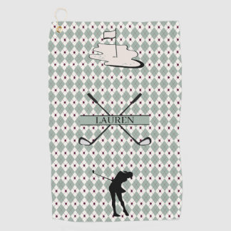 Personalized Monogram Argyle Custom Name Female  Golf Towel