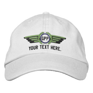 Personalized Monogram Aviation Laurels Pilot Wings Embroidered Hat